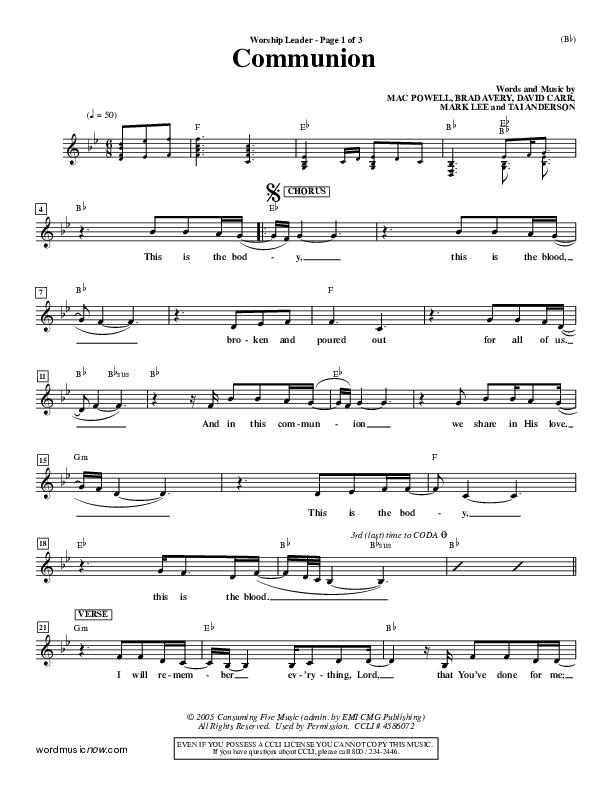 Communion Lead Sheet (Third Day)
