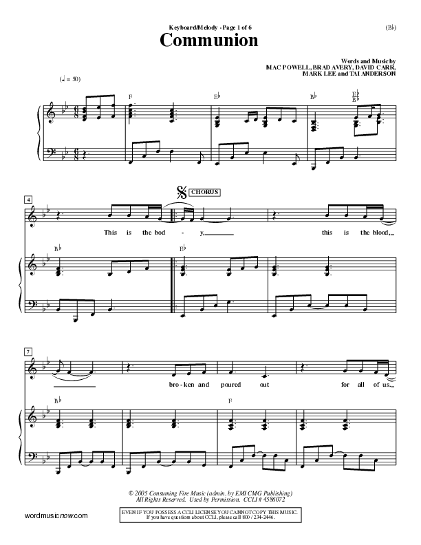 Communion Piano/Vocal (Third Day)