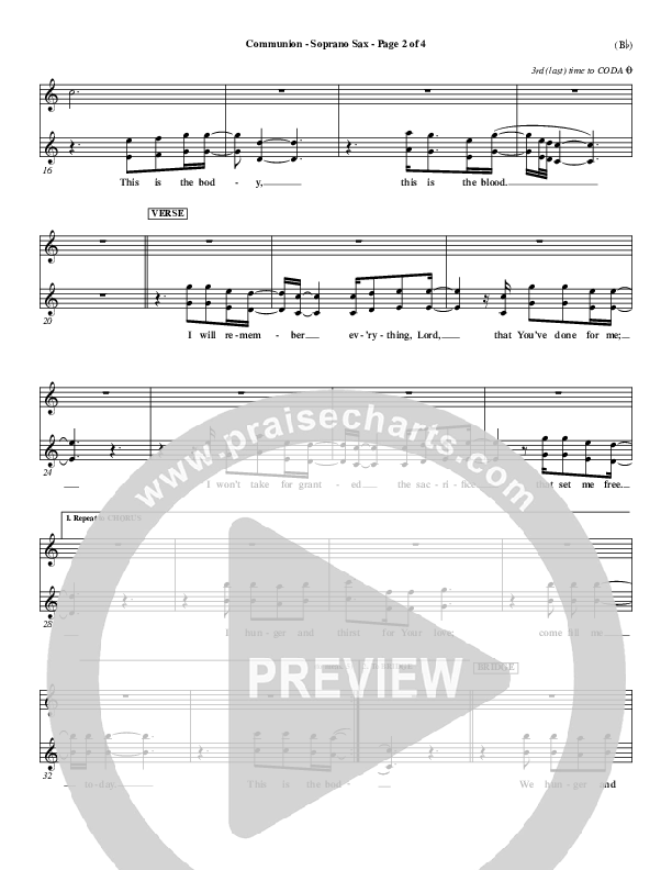 Communion Soprano Sax (Third Day)