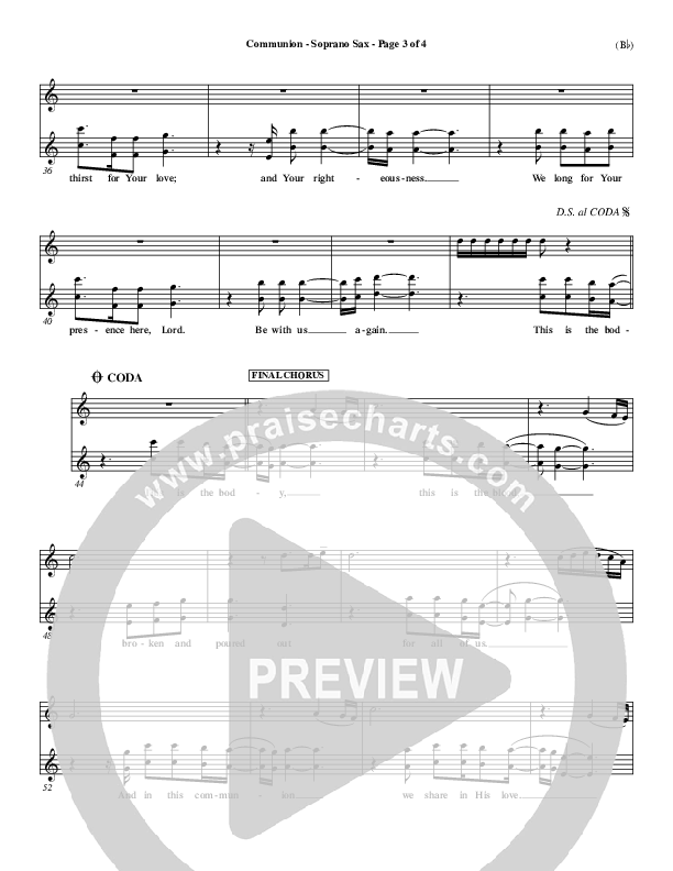 Communion Soprano Sax (Third Day)