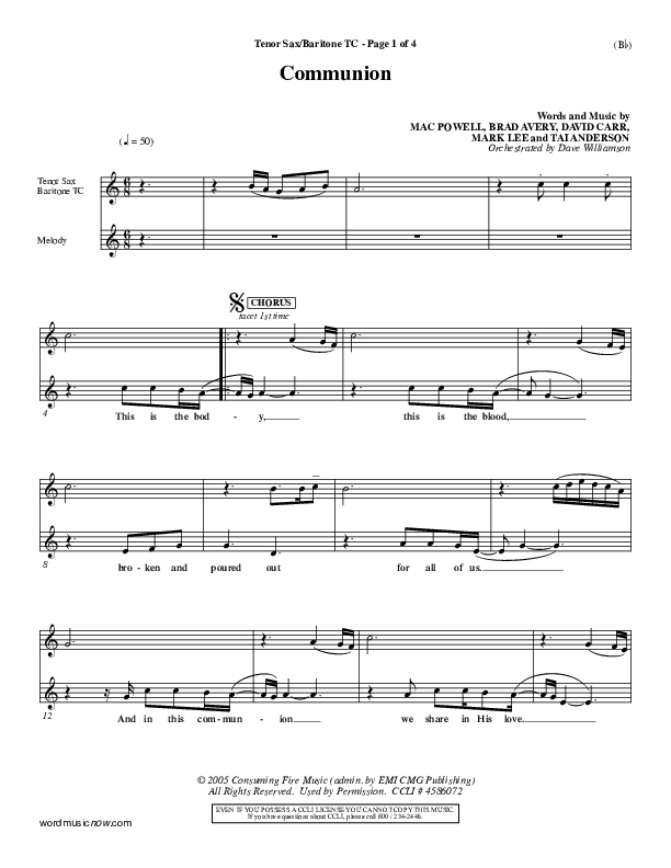 Communion Tenor Sax/Baritone T.C. (Third Day)