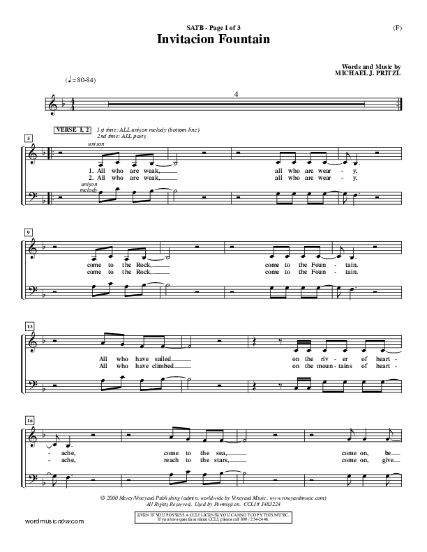 Invitacion Fountain Choir Vocals (SATB) ()