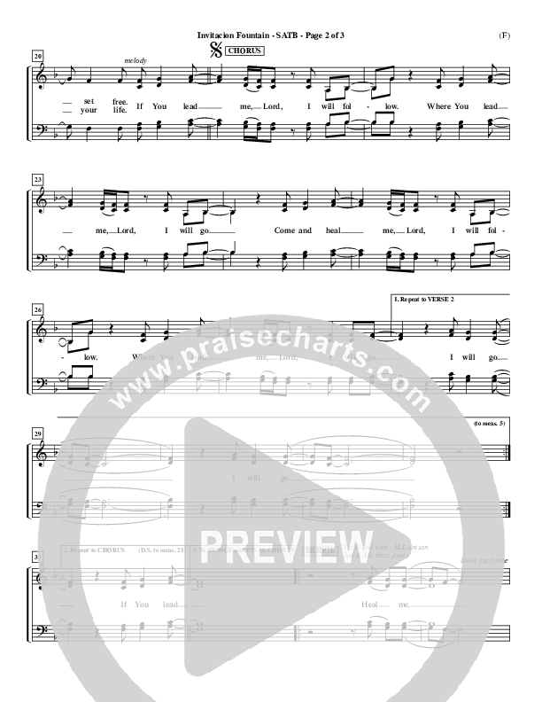 Invitacion Fountain Choir Sheet (SATB) ()