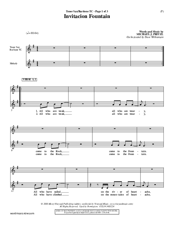 Invitacion Fountain Tenor Sax/Baritone T.C. ()