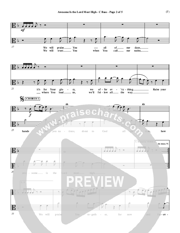 Awesome Is The Lord Most High Contrabass (Chris Tomlin)