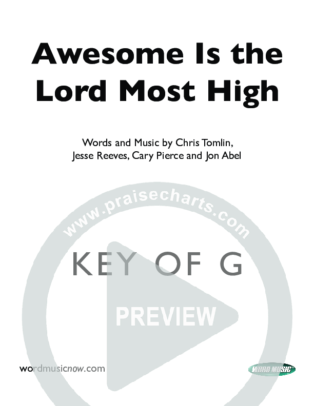 Awesome Is The Lord Most High Cover Sheet (Chris Tomlin)