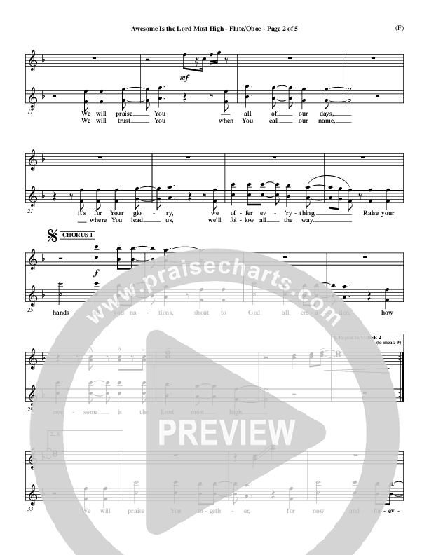 Awesome Is The Lord Most High Flute/Oboe (Chris Tomlin)