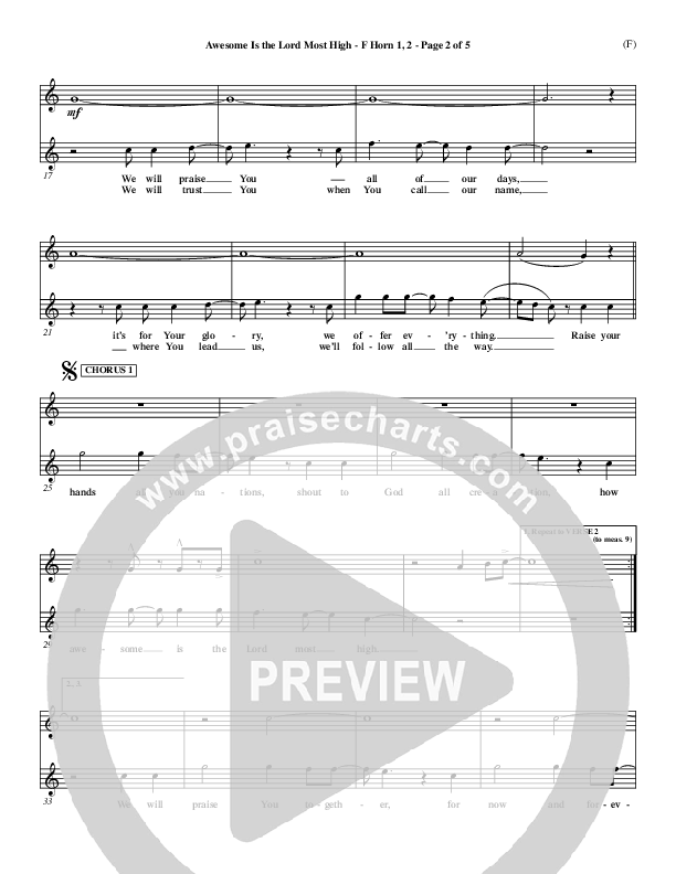 Awesome Is The Lord Most High French Horn 1/2 (Chris Tomlin)