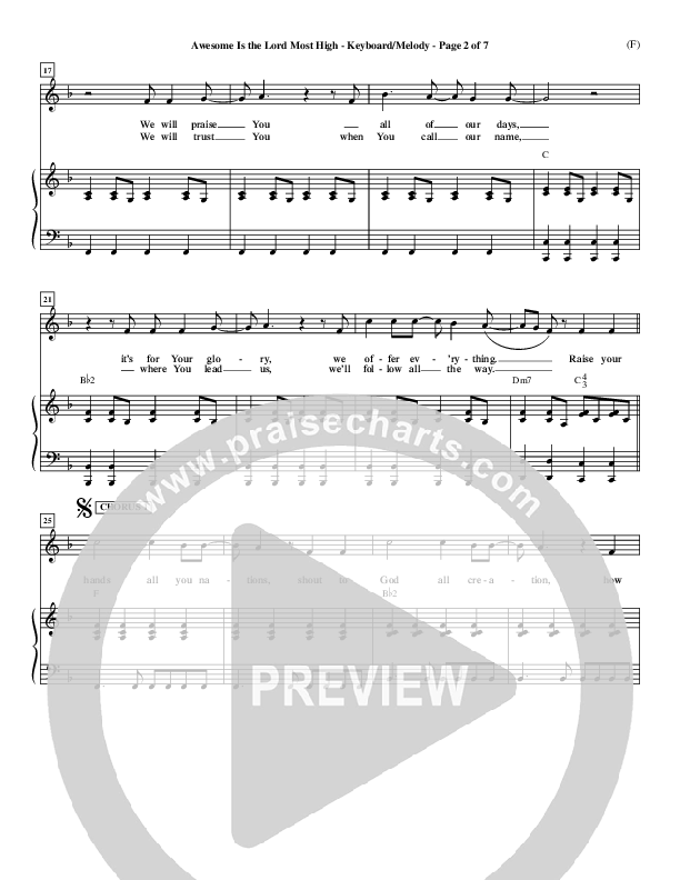 Awesome Is The Lord Most High Piano/Vocal (Chris Tomlin)