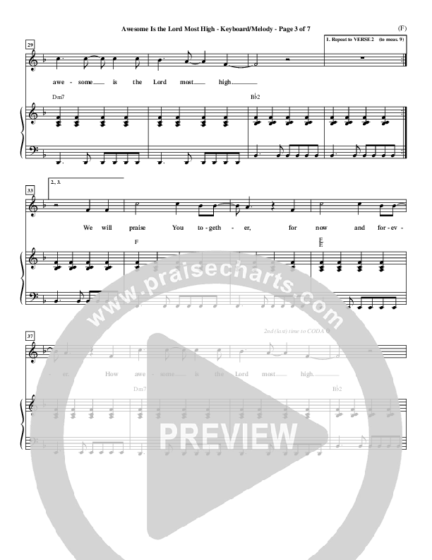 Awesome Is The Lord Most High Piano/Vocal (Chris Tomlin)