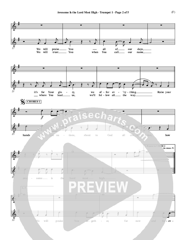 Awesome Is The Lord Most High Trumpet 1 (Chris Tomlin)