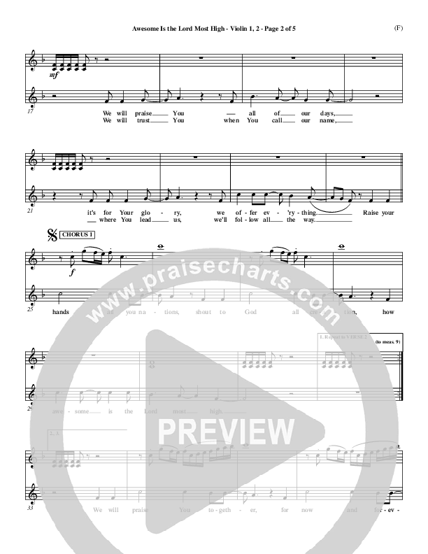 Awesome Is The Lord Most High Violin 1/2 (Chris Tomlin)