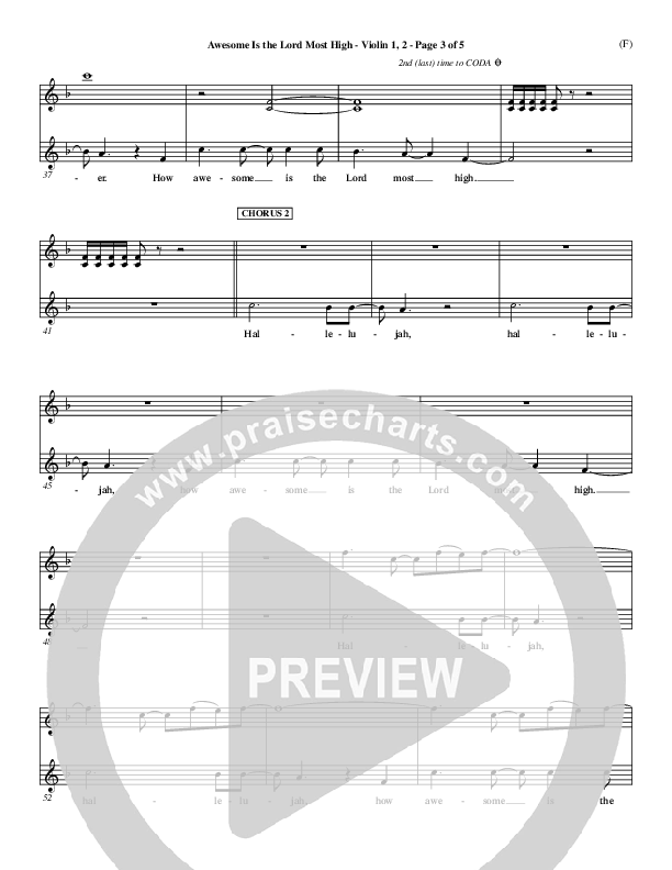 Awesome Is The Lord Most High Violin 1/2 (Chris Tomlin)