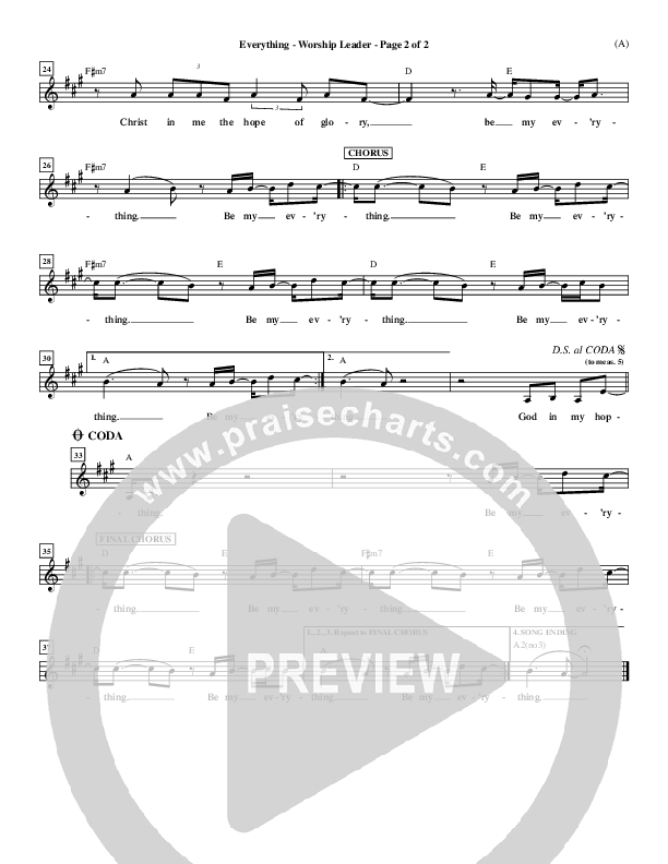 Everything Lead Sheet (Tim Hughes)