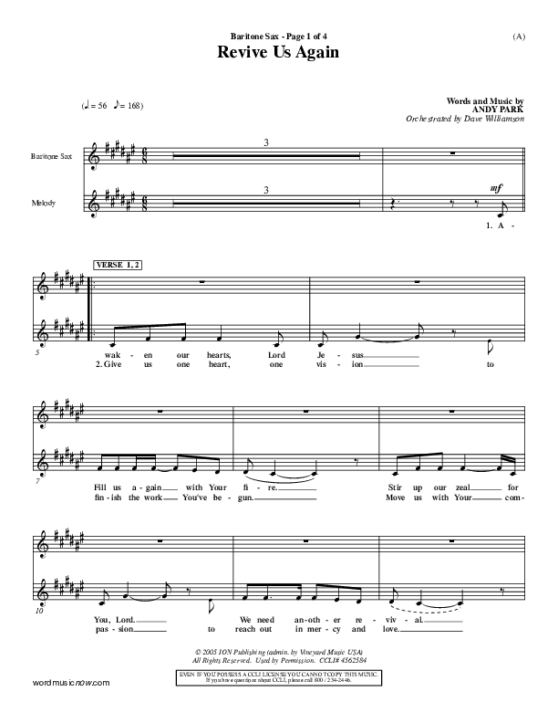 Revive Us Again  Bari Sax (Andy Park)