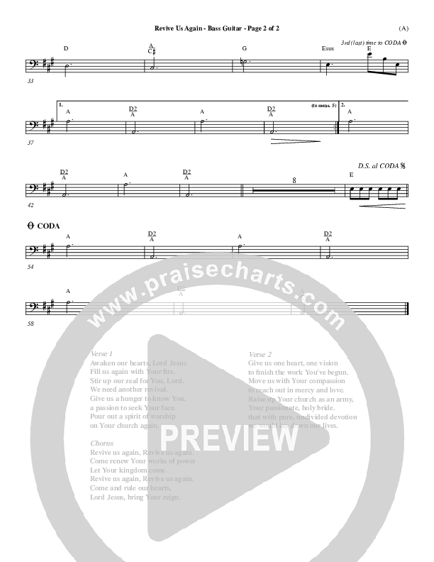 Revive Us Again  Bass Guitar (Andy Park)