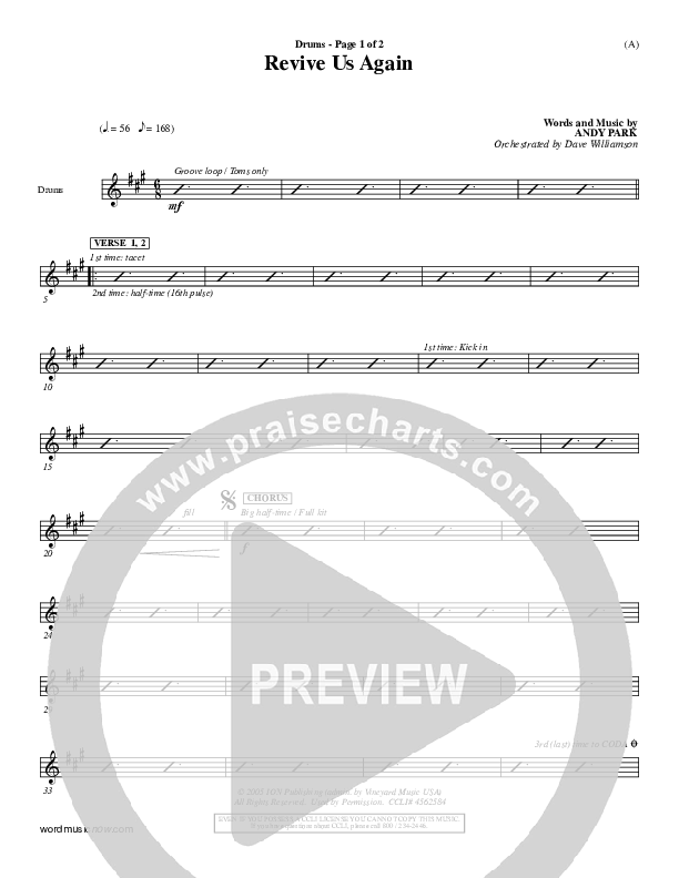 Revive Us Again  Drum Set (Andy Park)