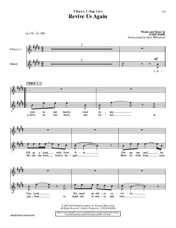 Revive Us Again  French Horn 1/2 (Andy Park)