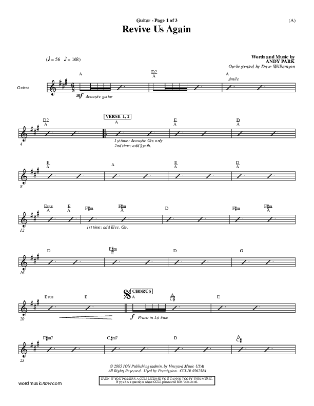 Revive Us Again  Guitar (Andy Park)