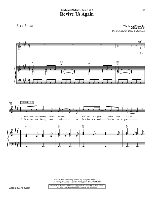 Revive Us Again  Piano/Vocal (Andy Park)