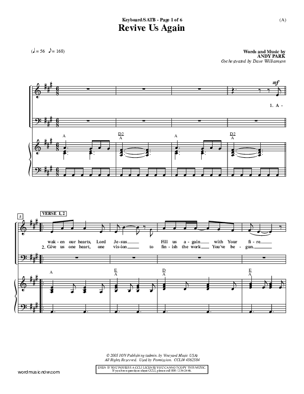 Revive Us Again  Piano/Vocal (SAT) (Andy Park)