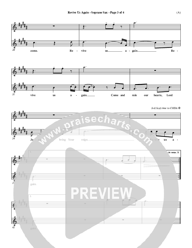 Revive Us Again  Soprano Sax (Andy Park)