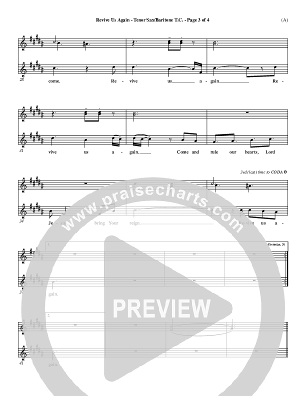 Revive Us Again  Tenor Sax/Baritone T.C. (Andy Park)