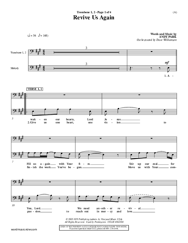 Revive Us Again  Trombone 1/2 (Andy Park)