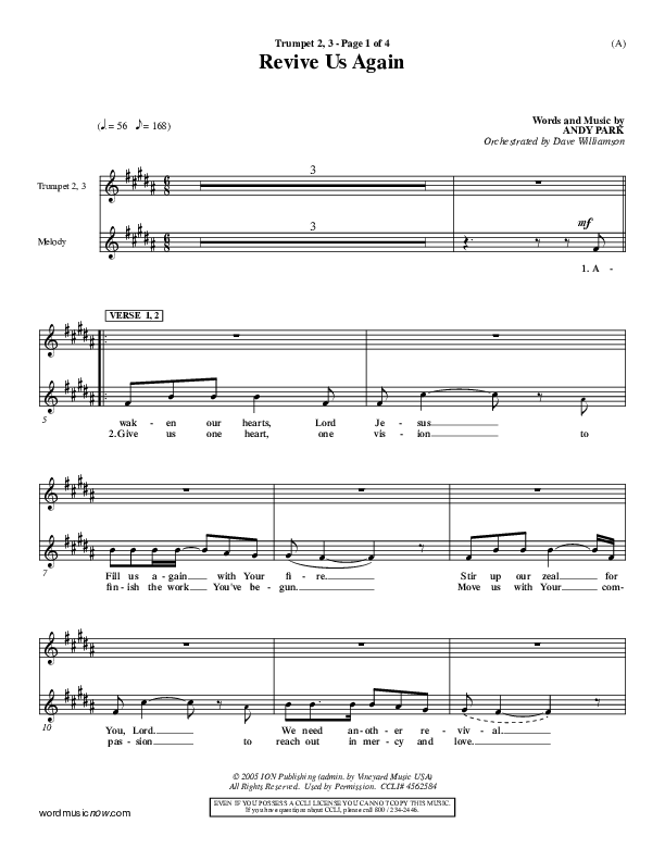 Revive Us Again  Trumpet 2/3 (Andy Park)