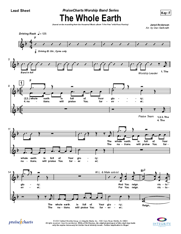 The Whole Earth Lead Sheet (New Life Worship)
