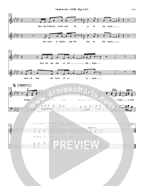 Stand In Awe Choir Sheet (SATB) (Jeremy Riddle)