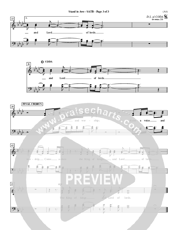 Stand In Awe Choir Sheet (SATB) (Jeremy Riddle)
