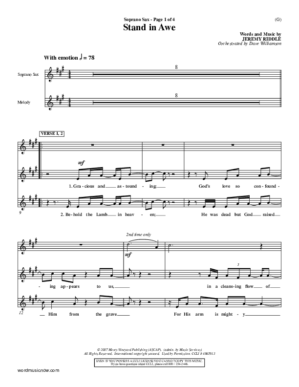 Stand In Awe Double Bass (Jeremy Riddle)