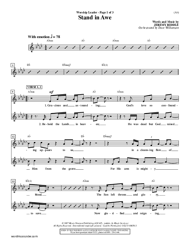 Stand In Awe Lead Sheet (Jeremy Riddle)