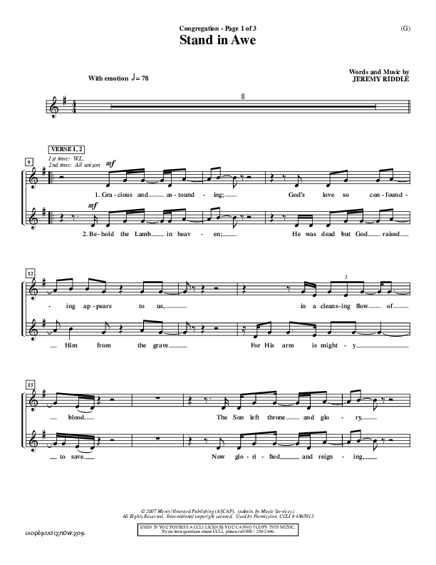 Stand In Awe Lead Sheet (SAT) (Jeremy Riddle)
