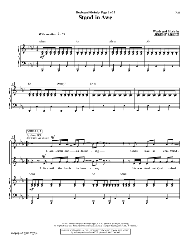 Stand In Awe Piano/Vocal (Jeremy Riddle)