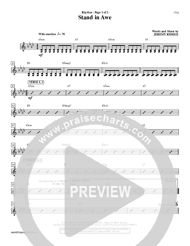 Stand In Awe Rhythm Chart (Jeremy Riddle)