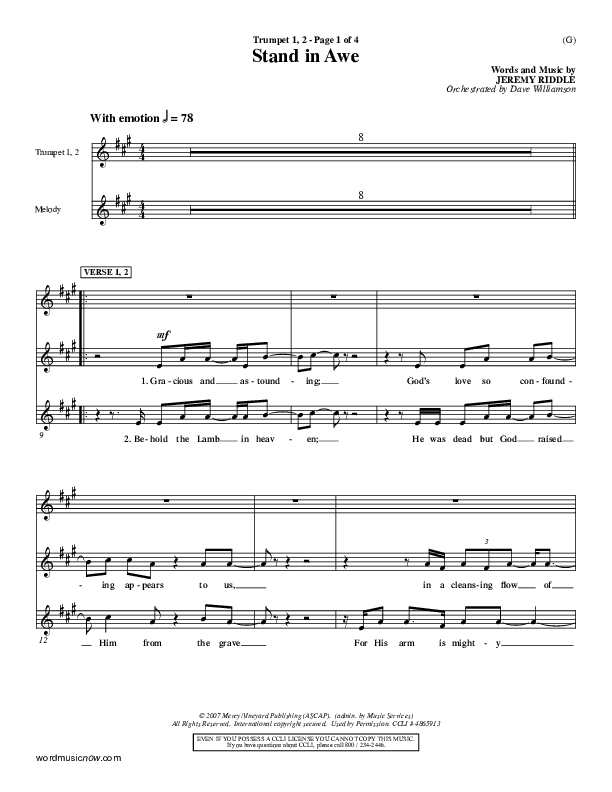 Stand In Awe Tenor Sax/Baritone T.C. (Jeremy Riddle)