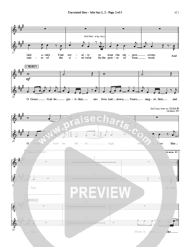 Uncreated One Alto Sax 1/2 (Chris Tomlin)