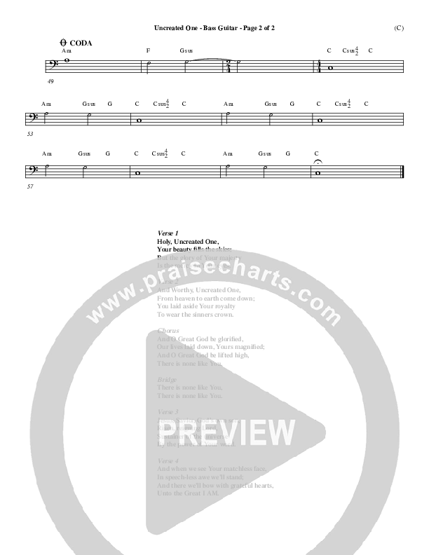 Uncreated One Rhythm Chart (Chris Tomlin)