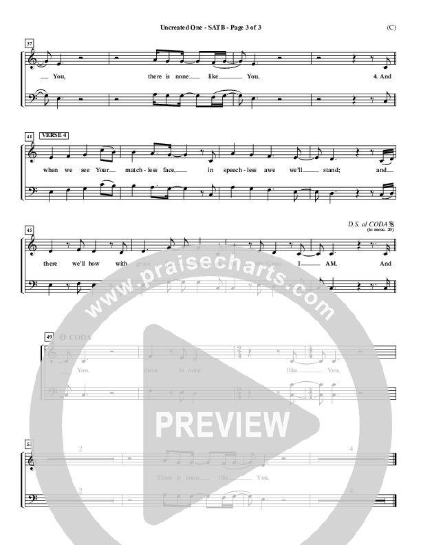 Uncreated One Choir Sheet (SATB) (Chris Tomlin)