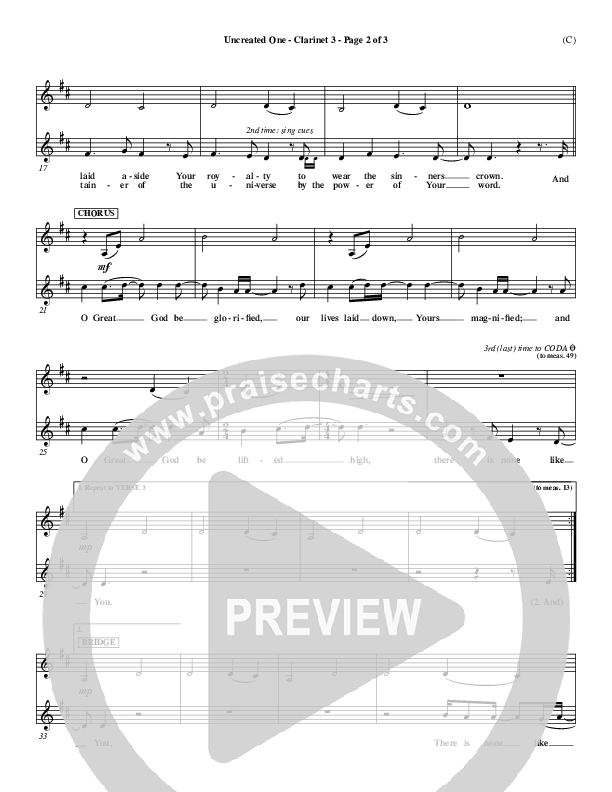 Uncreated One Clarinet 3 (Chris Tomlin)