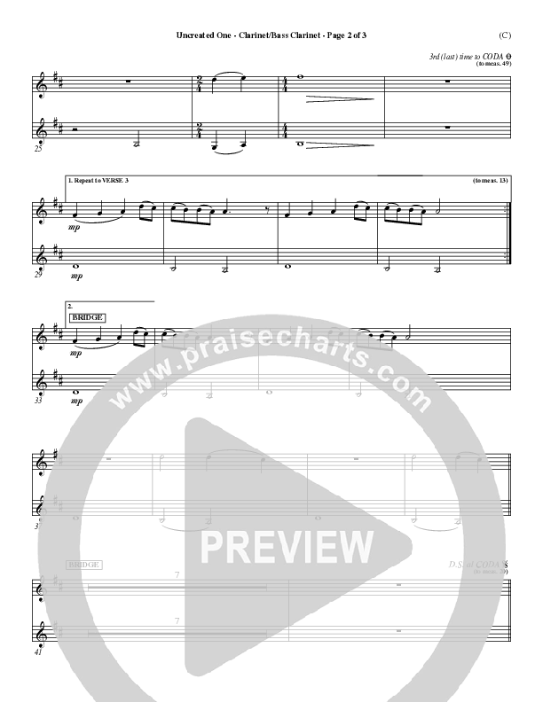 Uncreated One Clarinet (Chris Tomlin)