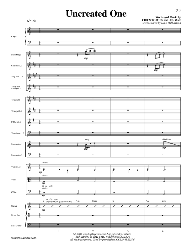 Uncreated One Conductor's Score (Chris Tomlin)