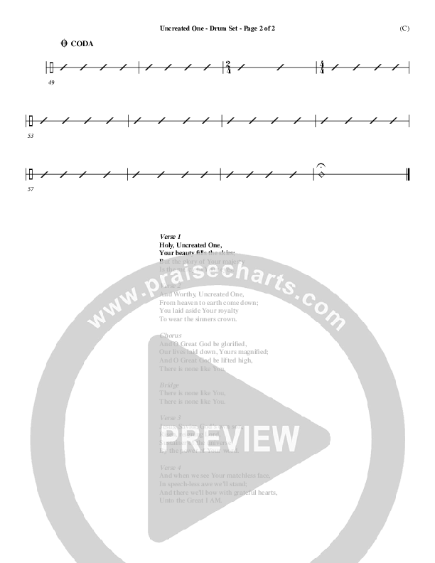 Uncreated One Drum Set (Chris Tomlin)