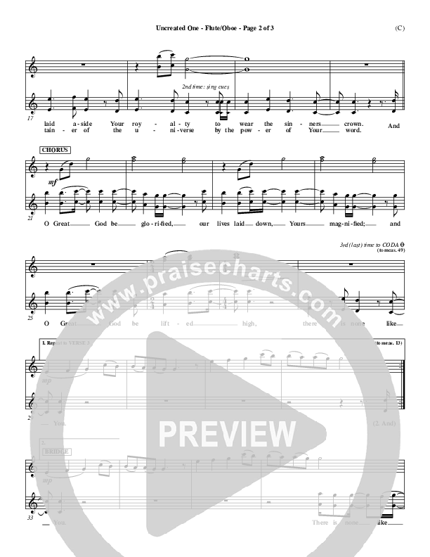 Uncreated One Flute/Oboe (Chris Tomlin)