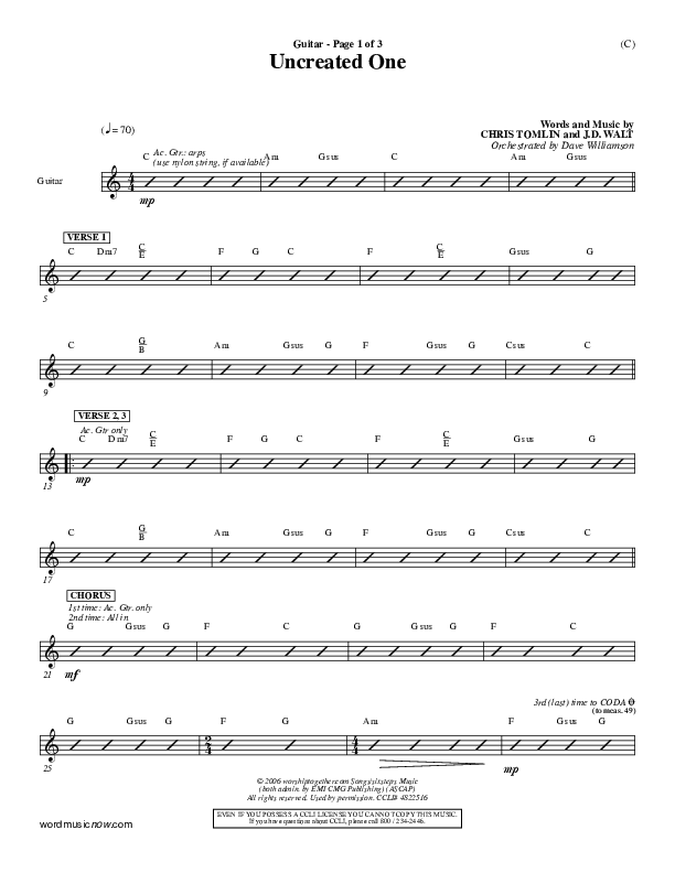 Uncreated One Guitar (Chris Tomlin)