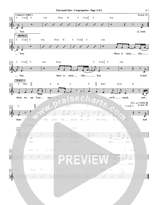 Uncreated One Lead Sheet (Chris Tomlin)