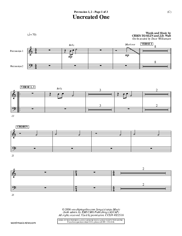Uncreated One Percussion 1/2 (Chris Tomlin)