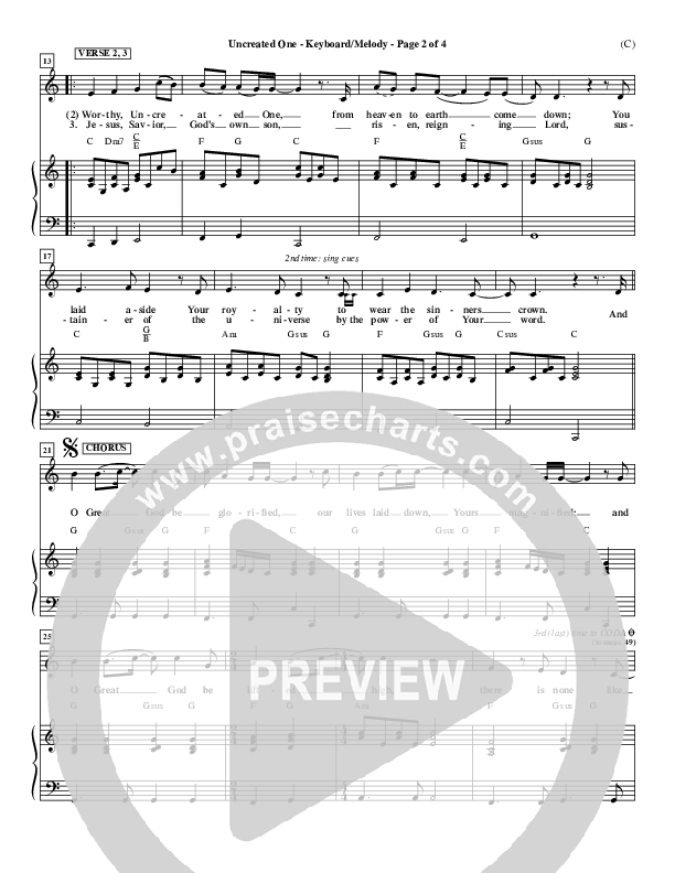 Uncreated One Piano/Vocal (Chris Tomlin)